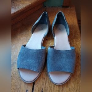 J. Jill flats peep toe blue suede leather size 8.5